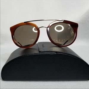 New Prada Round Mirrored Tortoise Sunglasses